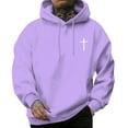 thumbnail image 2 of khonts Men's Plus Size Letter Printed Hoodies Loose Fit Casual Hooded Sweatshirts Long Sleeve Trendy Tops Purple XXL, 2 of 8