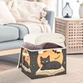 thumbnail image 3 of Yayeee Collapsible Cube Storage Bin with Lid Fabric Closet Decorative Basket with Handles, Orange Halloween Cat, 3 of 7