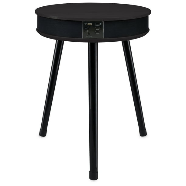 DecorTech Round End Table with BuiltIn Bluetooth Speaker and USB