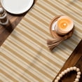 thumbnail image 4 of Beige Striped Short Table Runner 60 Inches Long, Farmhouse Vintage Peach Stripes Cotton Linen Table Runners Dresser Scarves, Fabric Tabletop Scarf Furniture Cover for Home Dinner Party Decor 13"x60", 4 of 9