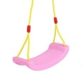 thumbnail image 3 of Columpio de plástico para interiores y exteriores para niños, columpio para patio de juegos con cuerda de nailon (rosa extendido), 3 of 8