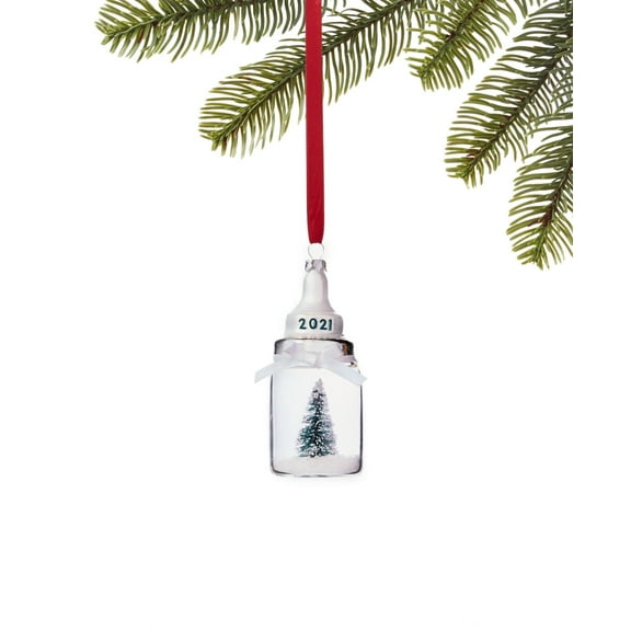 Holiday Lane 2021 Baby’s First Milk Bottle with Green Tree Inside Ornament,