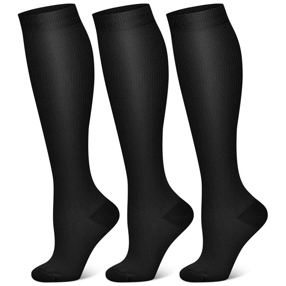 Compression Socks for Women and Men Circulation (3 Pairs) - Best for Nursing,Running,Travel Knee High Socks