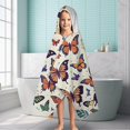 thumbnail image 6 of Colorful Butterfly Leaf Beige Pattern Hooded Bath Towel，60"x35" for Ages 3 To 12 Kids, Quick Dry Lightweight Soft Microfiber Hood Beach Towel Cover Up for Kids, 6 of 7