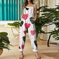 thumbnail image 3 of Fgvctg Valentine's Day Womens Jumpsuits Wide Leg Pant Fashion Overall Love Heart Print Sleeveless Spaghetti Straps Jumpsuits Romper Bib Overalls Plus Size Sprimg Pant With Pockets Vermilion 2XL, 3 of 4