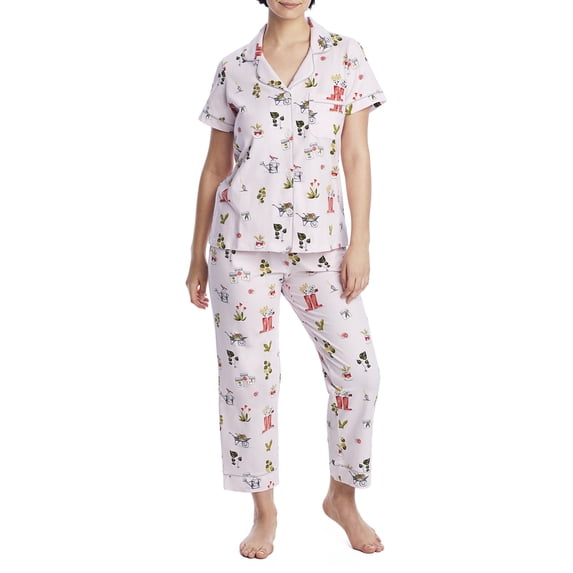 Bedhead Womens Green Thumb Cropped Knit Pajama Set Style-BH2723722