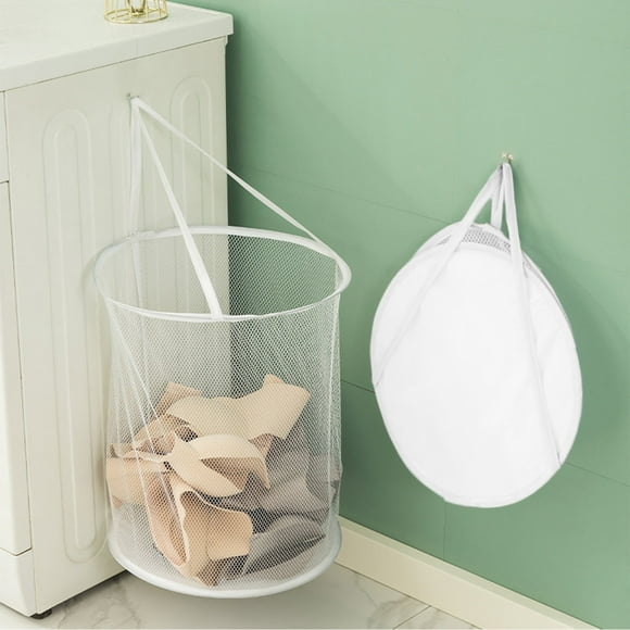 Mesh Foldable Laundry Hamper With Handle For Wall Mounting Suitable For Bedroom Bathroom Children's Room For Storage Organizer