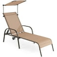 thumbnail image 1 of Costway Chaise Longue de Patio Robuste à 5 Niveaux Réglables, Fauteuil Inclinable d'Extérieur avec Auvent et Gobelet, 1 of 9
