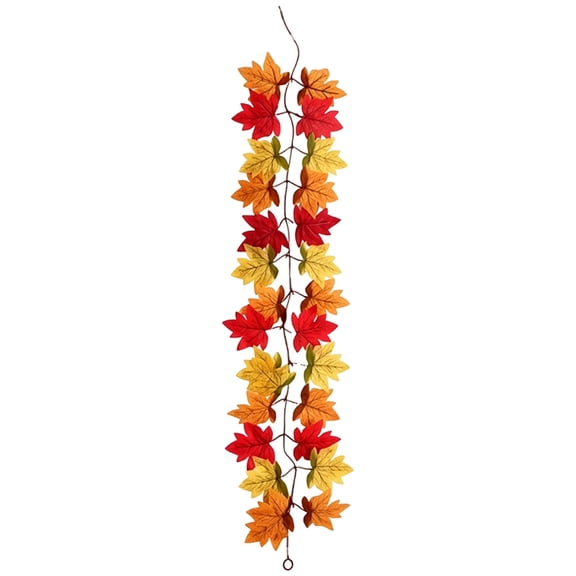 DefiDgd Artificial Maple Leaf Garland,Reusable Faux Fall Vine Decor,Autumn Hanging Greenery Vine for Thanksgiving Halloween Wall Fireplace Table Front Door Home Decor(L)