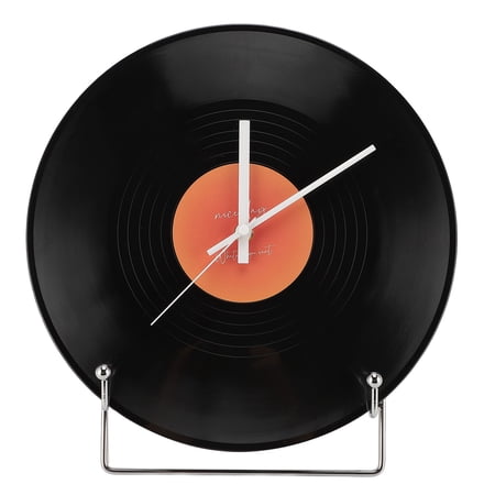 BIMZUC 12in Vinyl Record Wall Clock Retro Decorative Wall Timepiece Decor for Home Cafe School Orange 1000mAh Battery Powered Eclectic Art Decor Styling