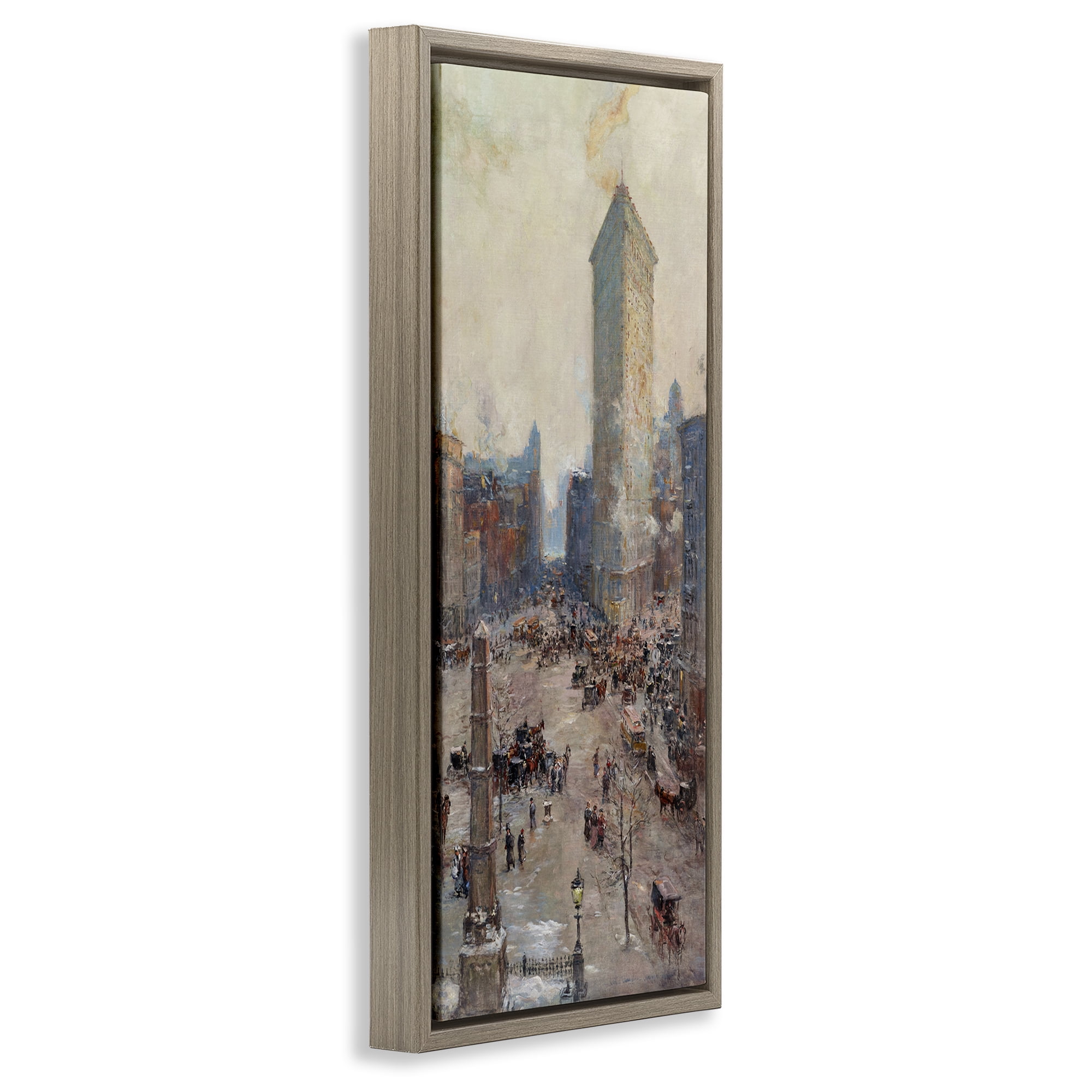 Stupell Industries Classic Cooper Cityscape Scenic & Cityscapes Painting Brown Floater Framed Canvas Art Print Wall Art, 14 x 31