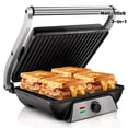 thumbnail image 2 of 3-in-1 Electric Indoor Grill - Panini Press With Non-Stick Cooking Plates, Opens 180-Degree Gourmet Sandwich Maker, Floating Hinge Fits All Foods, Panini Press Grill With Grease Tray, 2 of 16