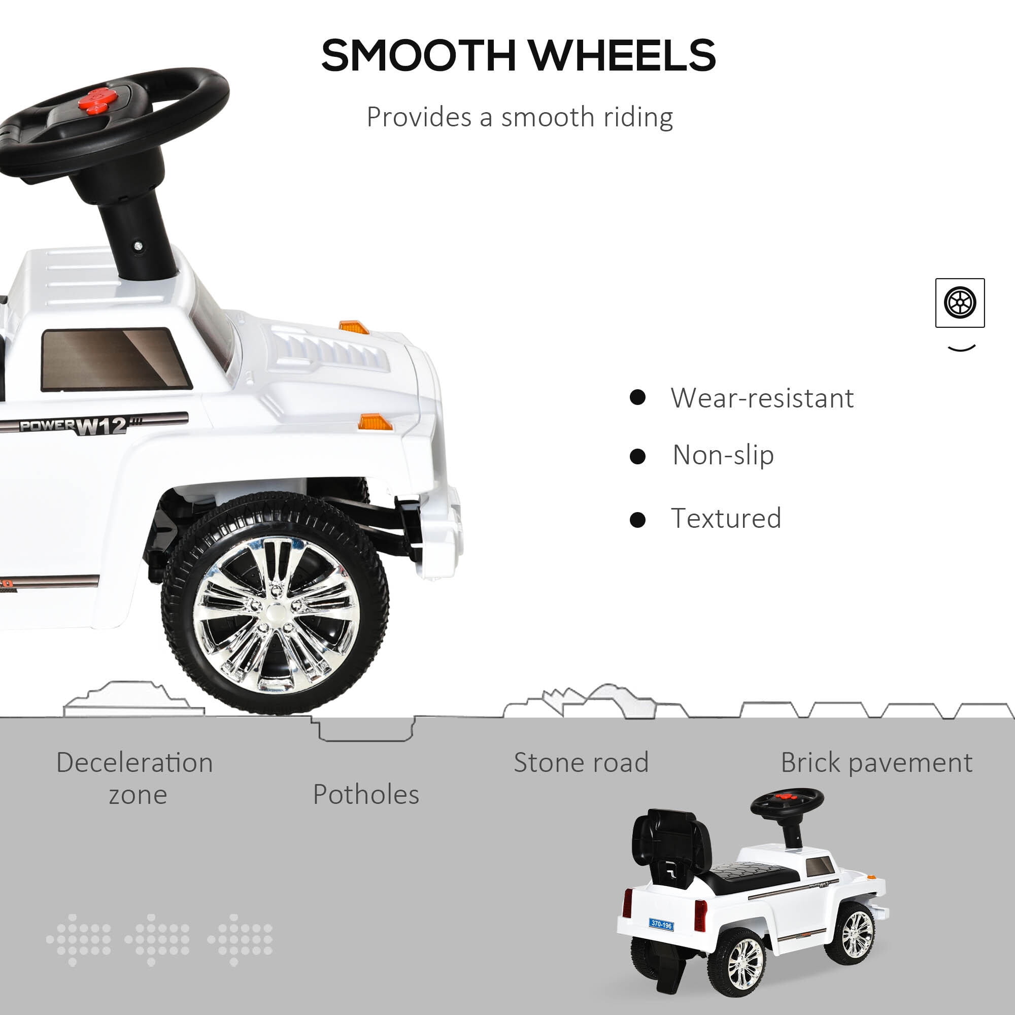 Kids Ride On Push Car,Suv Style Sliding Walking Car for Toddle with Horn,Music,Working Lights,Hidden Storage and Anti-Dumping System,White,White Metal Toys Kids Bikes Riding Toys