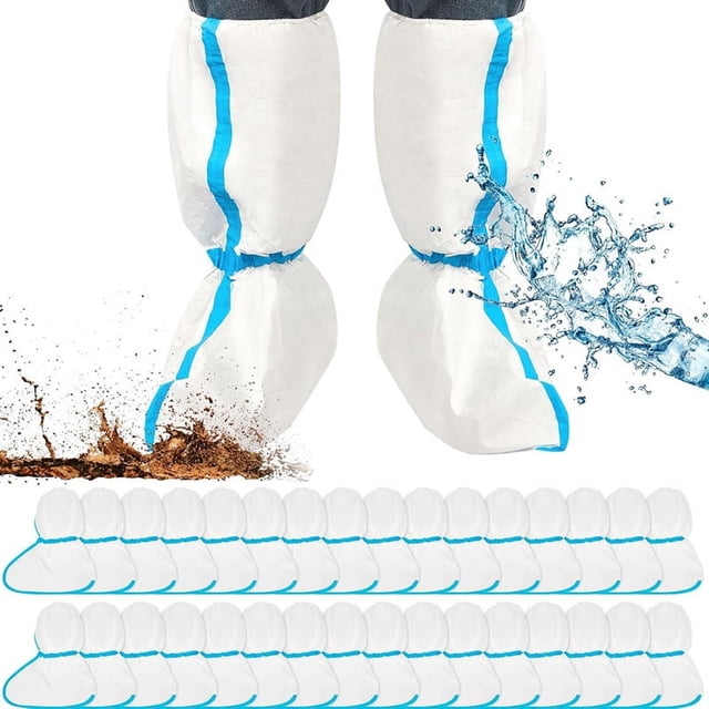 32 Piezas de Cubiertas Desechables para Botas y Zapatos, Cubiertas de Plástico para Botas Largas, Cubiertas Impermeables para Zapatos la Lluvia para Hombres y Mujeres