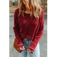 thumbnail image 4 of Women's Red Textured Round Neck Long Sleeve Top, 4 of 5