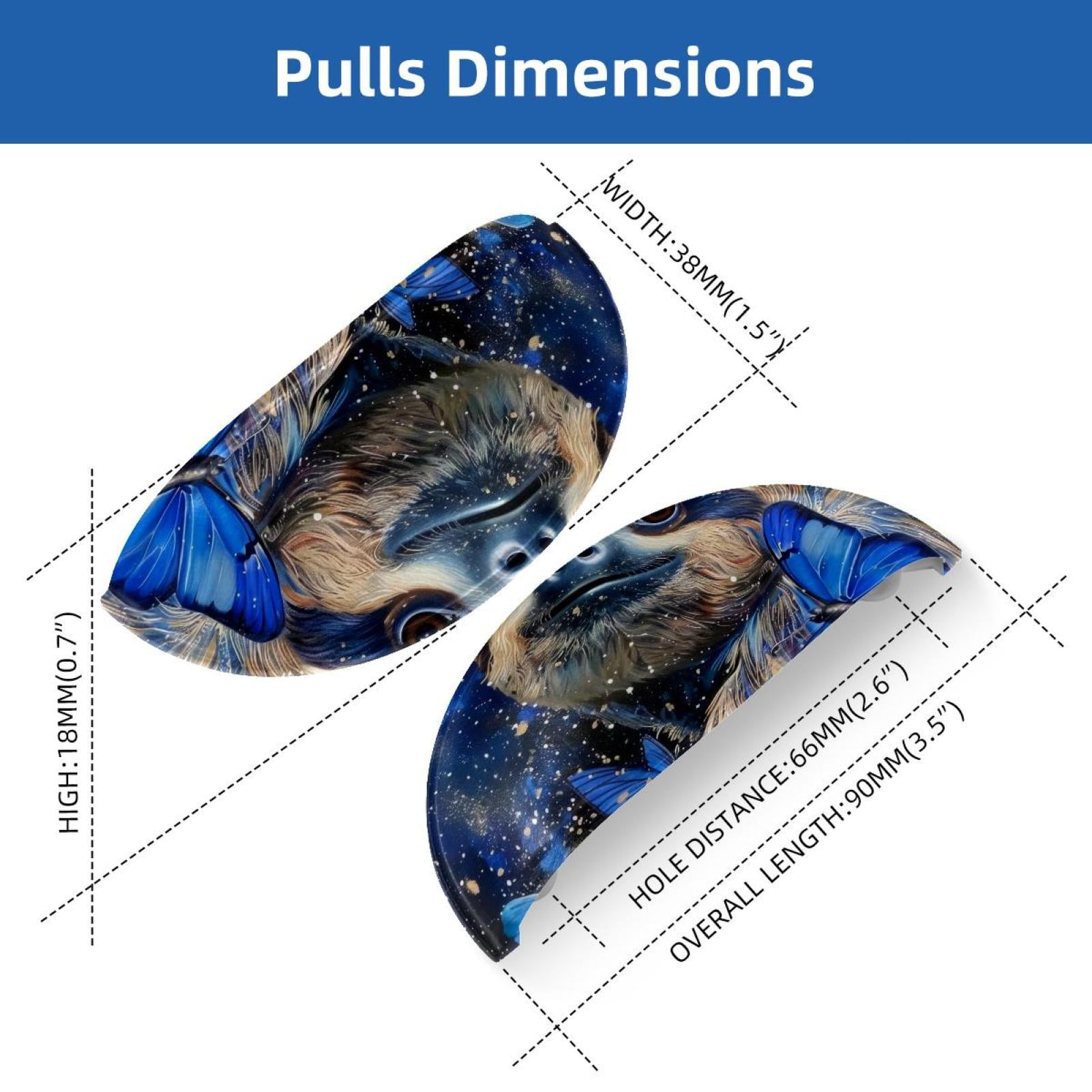 PhooArto 6 Pcs Cup Drawer Pulls, Blue Butterflies Sloth Galaxy Shell Shape Handles Cabinet Knobs for Dresser Cupboard Closet Wardrobe with Screws