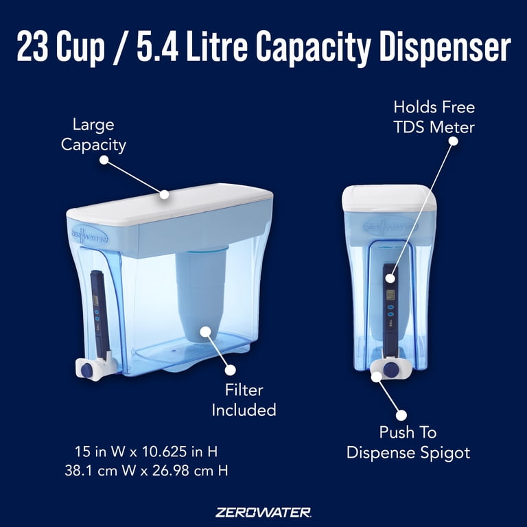 ZeroWater, Water Filtration Dispenser, 23 Cup 5-Stage, Portable
