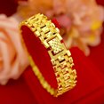 thumbnail image 3 of EOEMY Men'S Jewelry 24K Yellow Gold Plated Watchband Style Chains Bracelet 16mm 8", 3 of 5