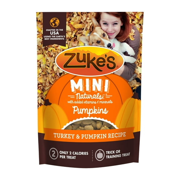 Zuke’s Mini Naturals Pumpkins Soft And Chewy Bites, Bag Of Training Treats For Dogs, Turkey And Pumpkin Recipe - 5 oz. Bag