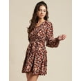 thumbnail image 4 of Moomaya Womens Printed Viscose Dress, Balloon Sleeves V-Neck Smocked Waist Short Dress, 4 of 8