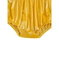 thumbnail image 5 of Qiylii Baby Girl's Solid Color Velvet Romper Long Sleeve Round Neck Bodysuit, 5 of 9