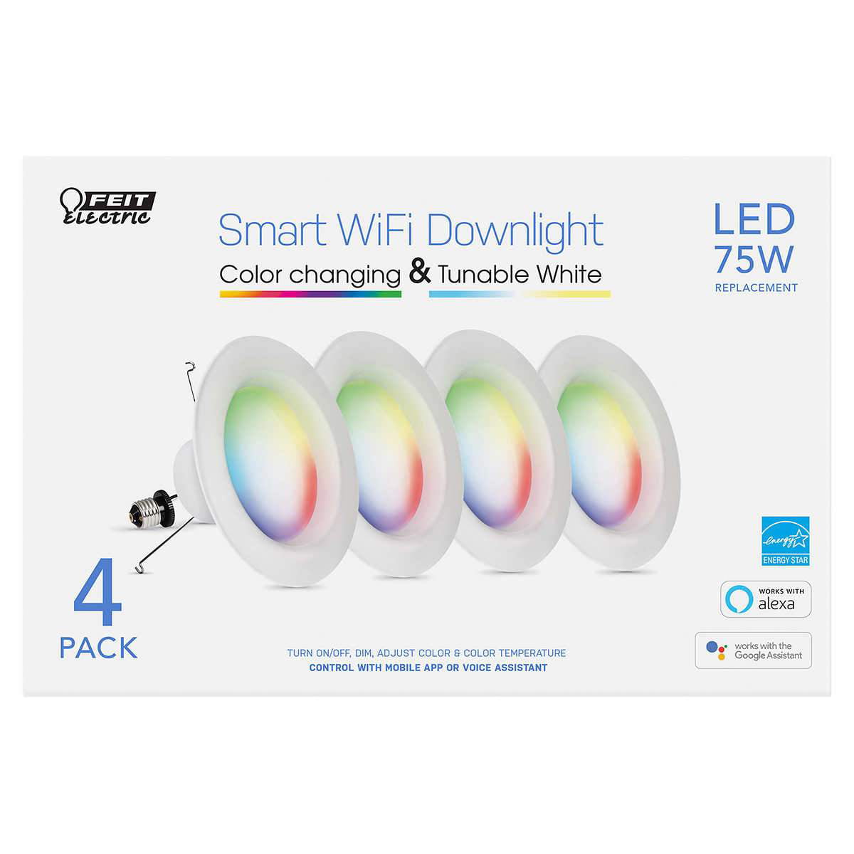 Feit Smart Wi-Fi Downlight LED 75W Retrofit Replacement Color Changing NEW 