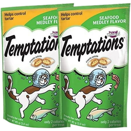 Nutritious Cat Treats for Indoor Cats and Outdoor Cats | Healthy Snacks as Training Treats , all Life Stages - Cat Supplies Must Have | Seafood Medley Flavor - 3 OZ Per Pack, Pack of 2