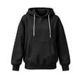 thumbnail image 4 of Tqcoqu Women's Drawstring Hooded Sweatshirt, Oversized Drop Shoulder Pullover With Kangaroo Pocket Ribbed Cuffs Soft Brushed Knit Casual Hoodie, 4 of 7
