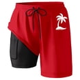 thumbnail image 4 of Mens Swim Trunks With Compression Liner 2 In 1 Swimming Shorts Summer Shorts Coconut Print Double Inner Layer Beach Pants With Pocket Quick Dry Bathing Suits, 4 of 4
