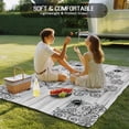 thumbnail image 4 of Vintage Bees Crowns Outdoor Rug 3x5 Ft - Reversible Patio Rug Outdoor Camping Rugs, Retro Leaves Rings Gray Wooden Washable Indoor Outdoor Area Rugs, Non-Slip Outdoor Carpet Runner for Deck/Porch, 4 of 8