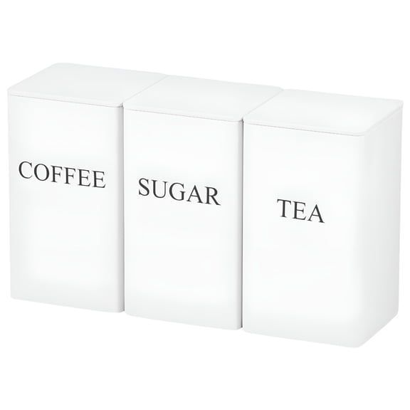 ACDANC 3 Pcs Coffee Tea Sugar Container Set,Metal Vintage Kitchen Canister Set with Airtight Lids,Food Storage Container Jars for Kitchen Counter,Farmhouse Home Decor