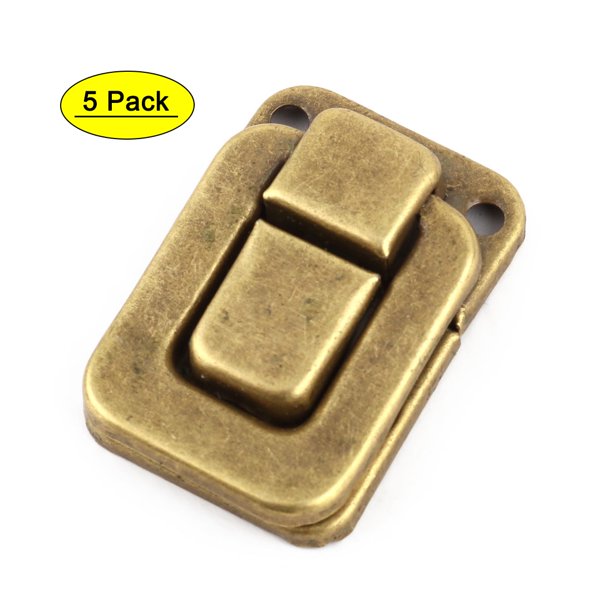 Uxcell Household Metal Suitcase Lock Hook Hinge Toggle Box Latch Hasp Brass Tone 5 Pcs