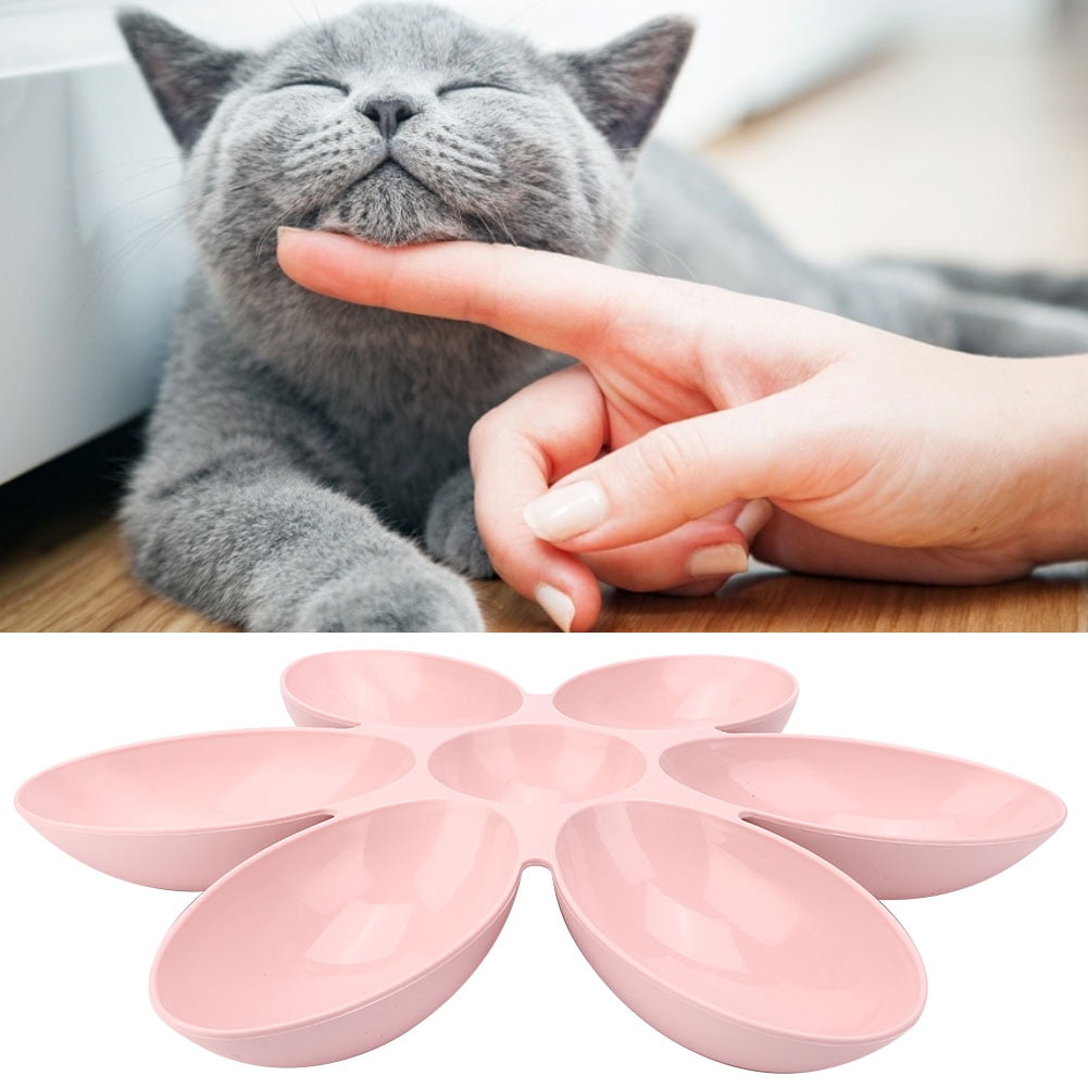 YAHHU PP Durable Six Petals Multiple Case Slow Feeder & Water Feeding Bowl for Cats and Dogs, Pink (16.5 inches / 42 cm)