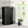 thumbnail image 3 of HHS Stainless Steel Kitchen Trash Can Bathroom Bedroom Office Waste Bin with Lid Automatic Sensor Touch Free Garbage Can 13 Gallon 50L, (Black), 11.37 x 16.1 x 25.31 inches (1350R), 3 of 7
