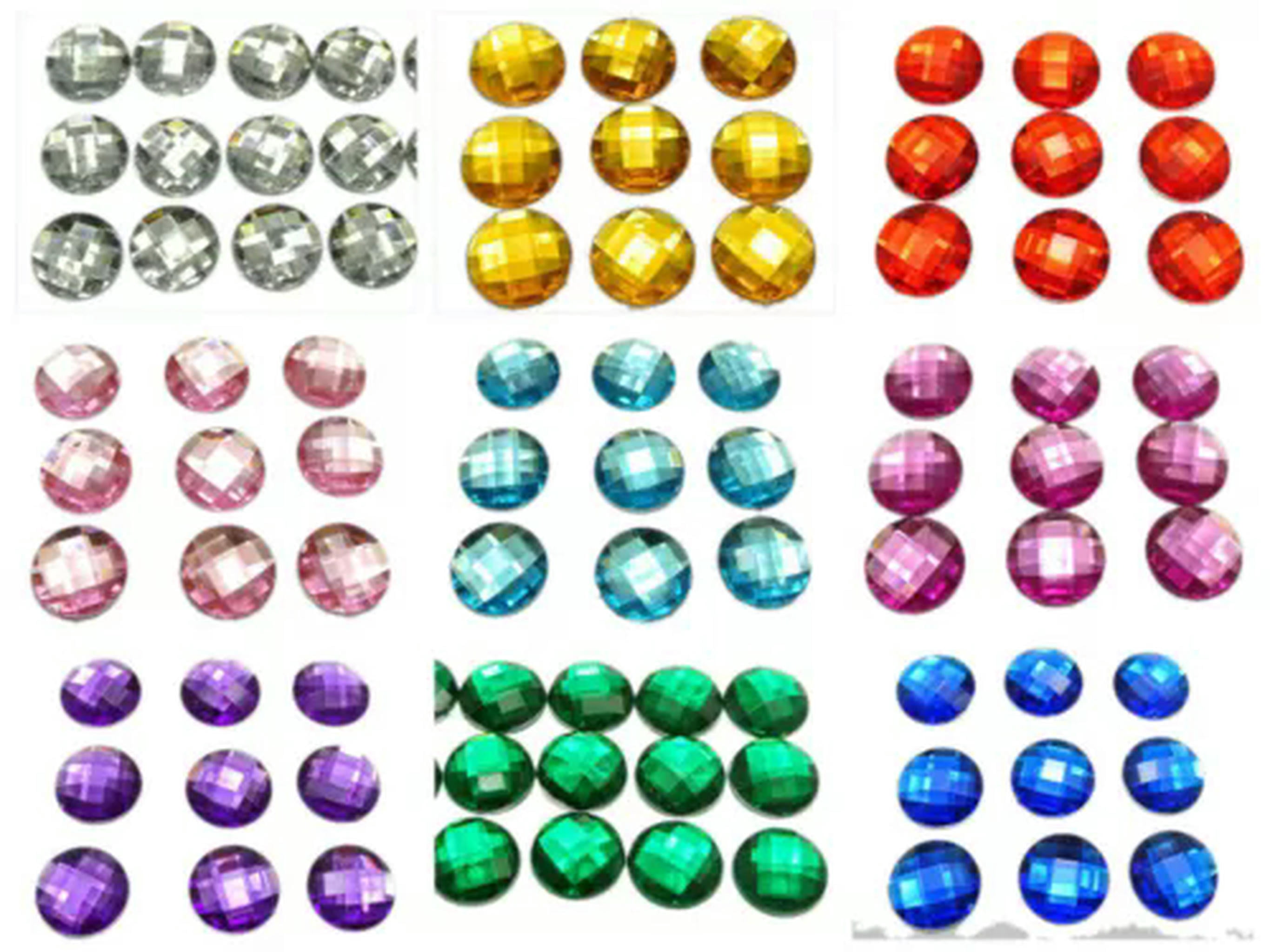 EOEMY 500 Acrylic Flatback Faceted Round Rhinestone Gems 16mm No Hole Color For Choice-Black