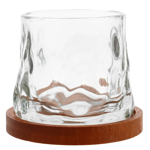 1 juego de vasos de vidrio giratorios con base de madera, vasos de whisky para cócteles, vaso de whisky transparente para una mejor experiencia de bebida