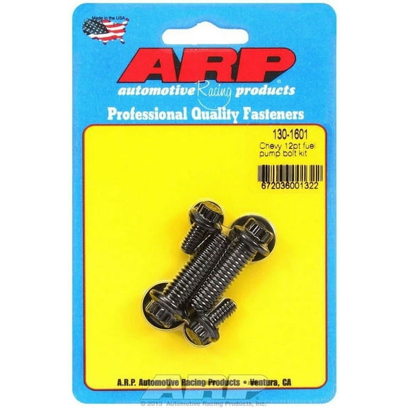 ARP 1301601 Fuel Pump Bolt Kit, Black Chrome Moly Steel With 12-Point Style Head, For Select Chevrolet Applications