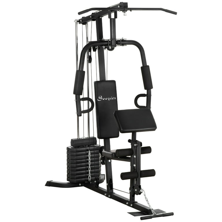 Soozier Multifunctional Home Gym Equipment Strength Training Workout Station with 100Lbs Weight Stack Curl Extension Walmart