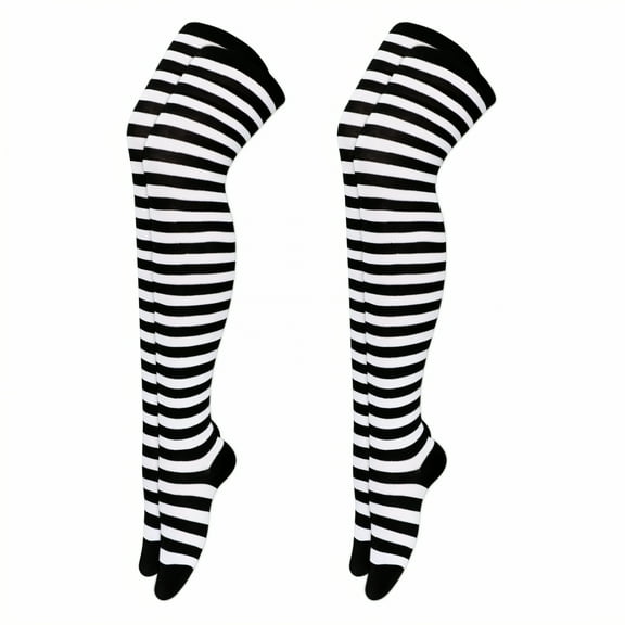 TELOLY 2Pairs Thigh High Socks,All-Season Wear Thigh High Socks for Women,Adult Socks Long Socks for Women,Contrasting Colors1