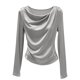 thumbnail image 2 of TaTaai Women's Pleated Blouse, Casual Long Sleeve Round Neck Shirt, Soft Flowy Fabric, Perfect for Daily Wear, Party and Spring Summer Activities Gift, 2 of 5