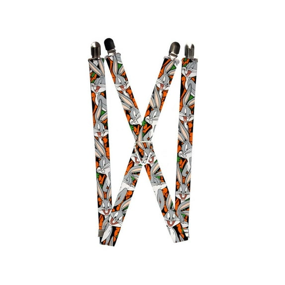 buckle-down suspenders - bugs bunny expressions/carrots black accessory, -multi-colored, one size