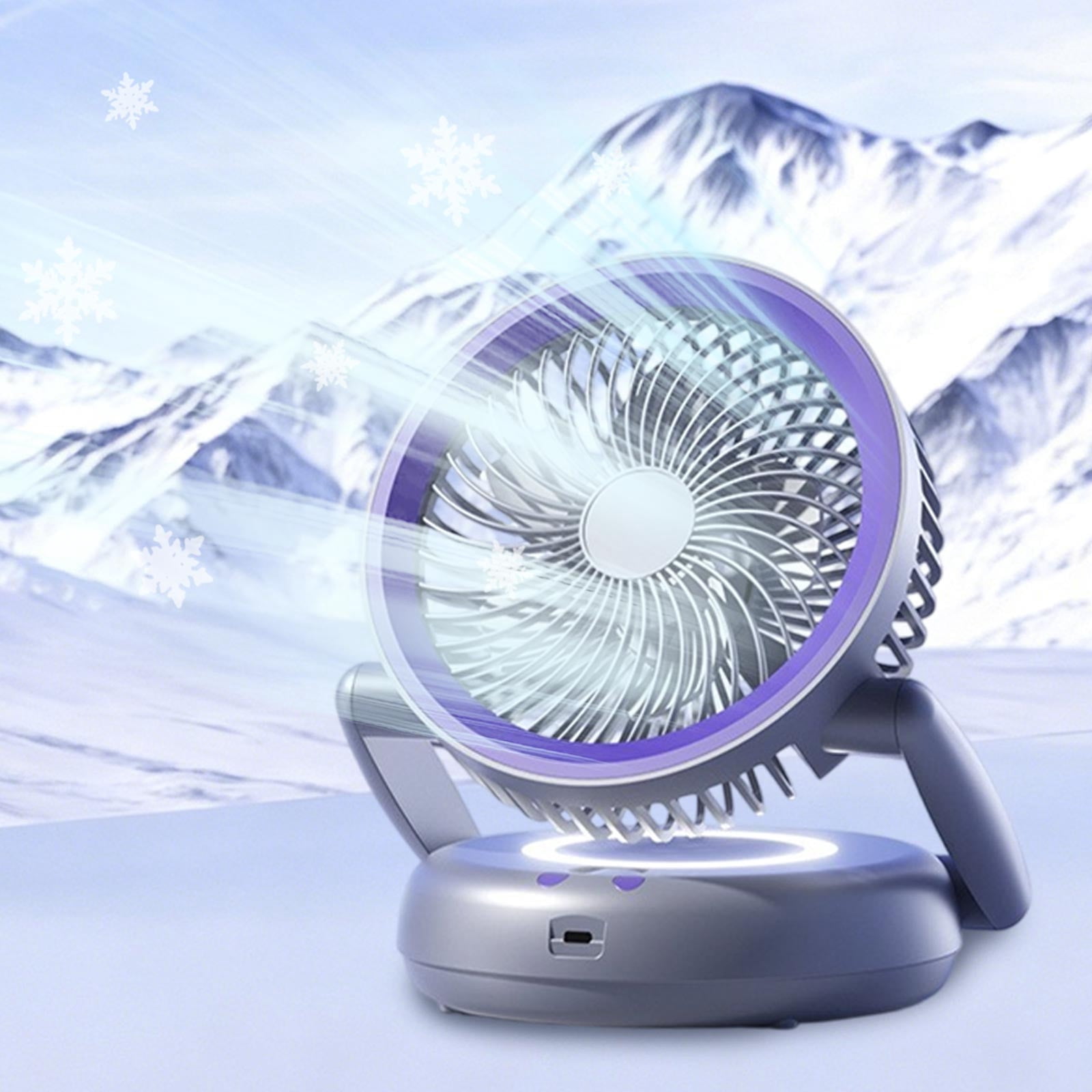 Lenkho Multifunctional Foldable Desk & Wall Fan, 2-in-1 Rechargeable Circulating Fan, 360° Adjustable Angle, Small Desktop Fan with Night Light, Ideal for Home, Office, Kitchen