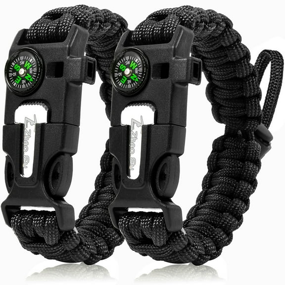 Zhao.Fu - Paracord Survival Bracelet 5-in-1 Emergency Gear Kit, 2 Pack