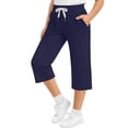 thumbnail image 3 of HAOTAGS Big Girls Capri Pants with Pockets (5-15) Elastic Waist Casual Sporty Cropped Pants Navy Size 10, 3 of 10