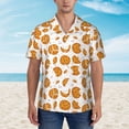 thumbnail image 4 of Balery Yellow Biscuit Print Men's Hawaiian Shirts Short Sleeve Beach Shirt Relaxed Fit Vacation Button Down Shirts-XX-Large, 4 of 9