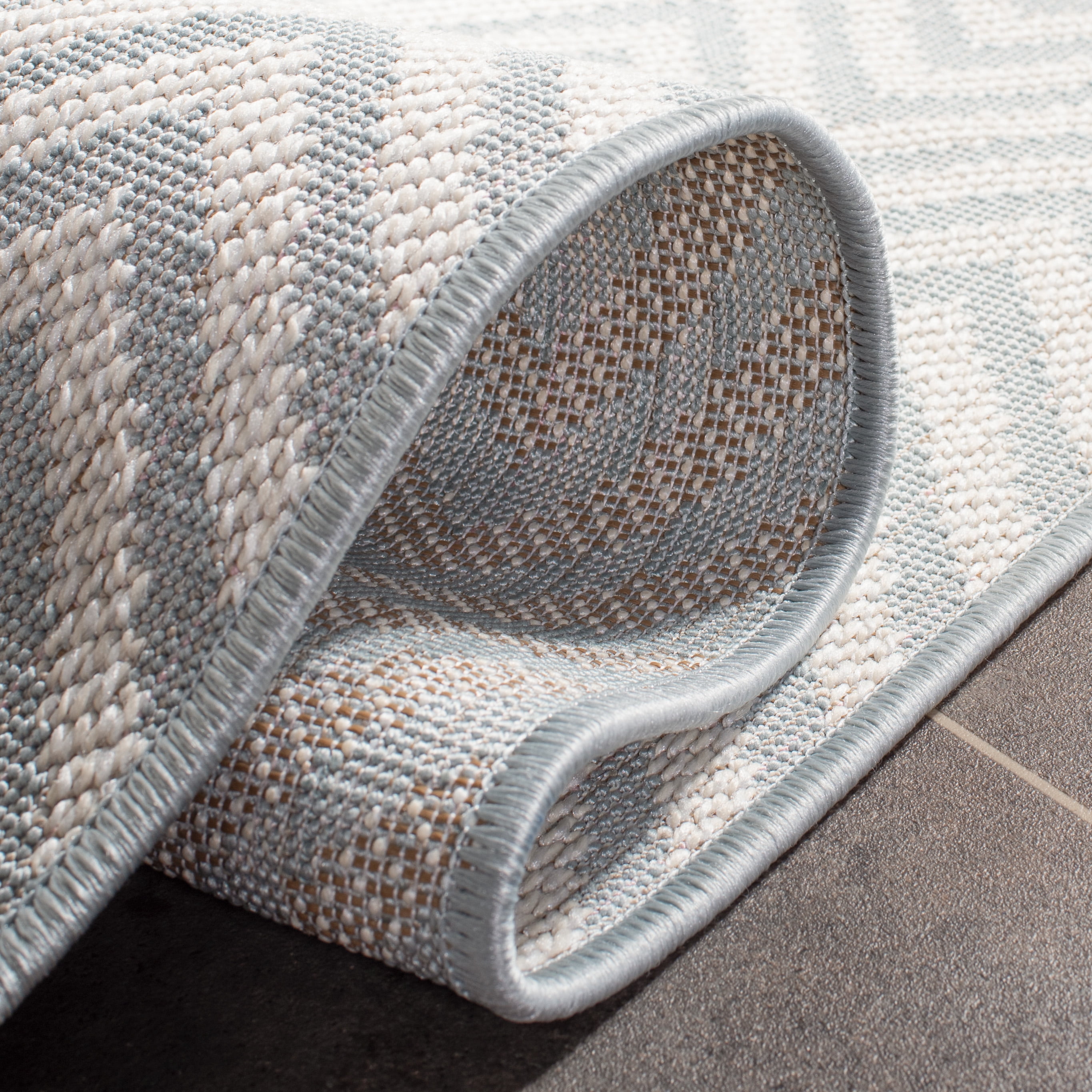SAFAVIEH Martha Stewart Elana Chevron Machine Washable Indoor/Outdoor Area Rug, Grey/Cream, 9' x 12'