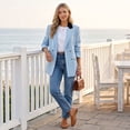 thumbnail image 3 of EANJE Women's Solid Casual Office Work Long Sleeve Open Front Blazer Jacket Sky Blue M, 3 of 5