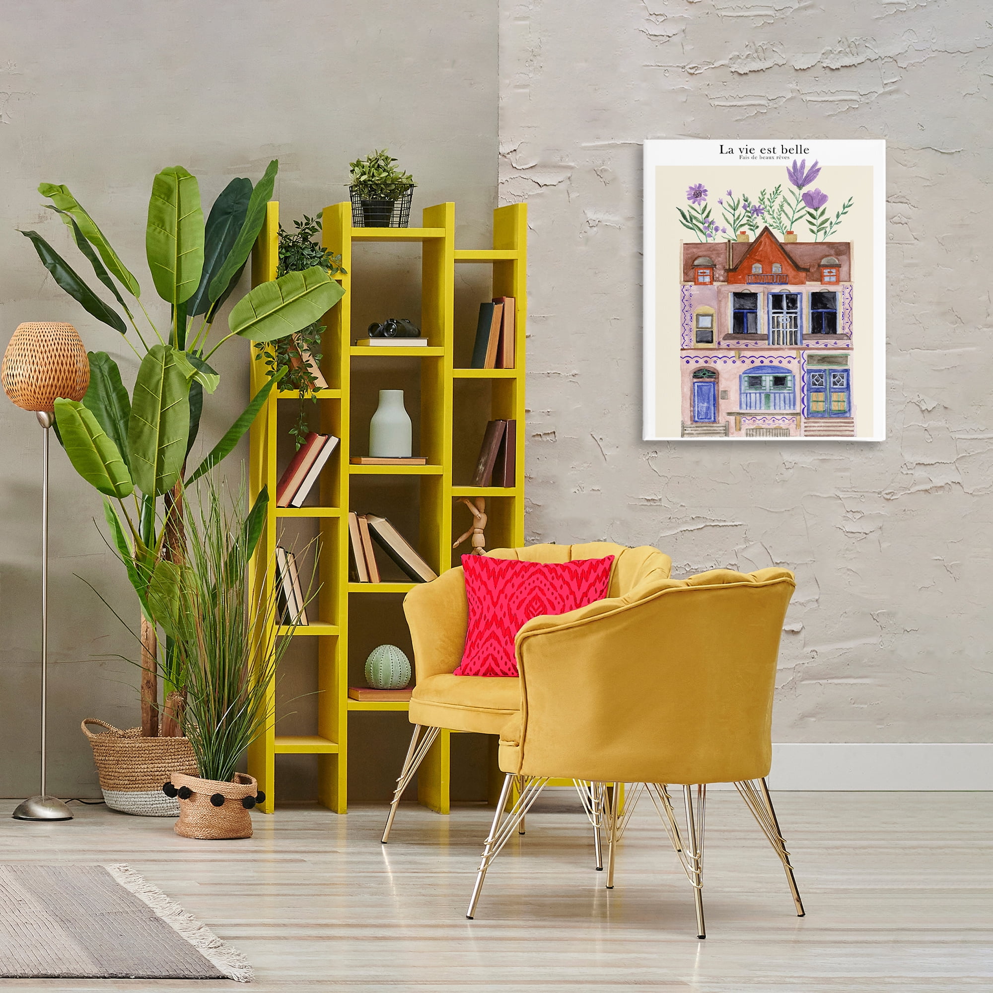 Stupell Industries Blooming City Building Buildings & Architecture Painting Wrapped Canvas Art Print Wall Art, 24 x 30