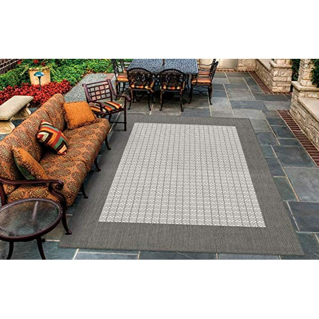 Couristan Recife Checkered Field Grey/White Indoor/Outdoor Rug Rug Size: 5'3" x 7'6"