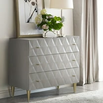 ACME Anson Wood 3-Drawer Console Cabinet in Metallic Silver & Champagne